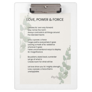 Porte-bloc Amour, Pouvoir, Force Poème Poésie
