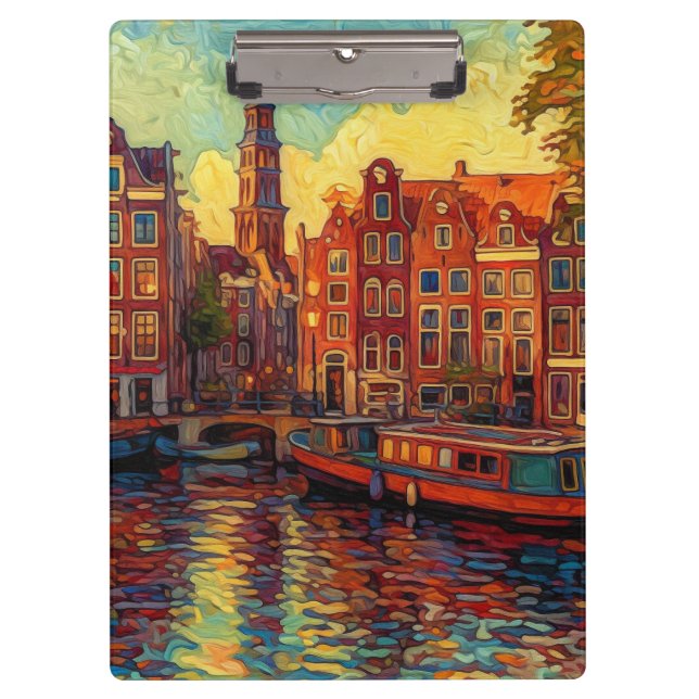 Porte-bloc Amsterdam canal maisons de style van Gogh (Devant)