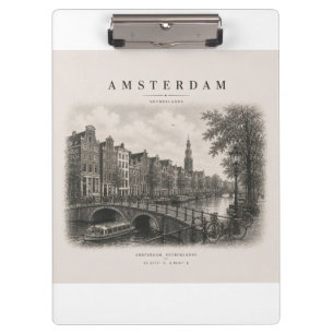 Porte-bloc Amsterdam   Conception de ville de voyage vintage