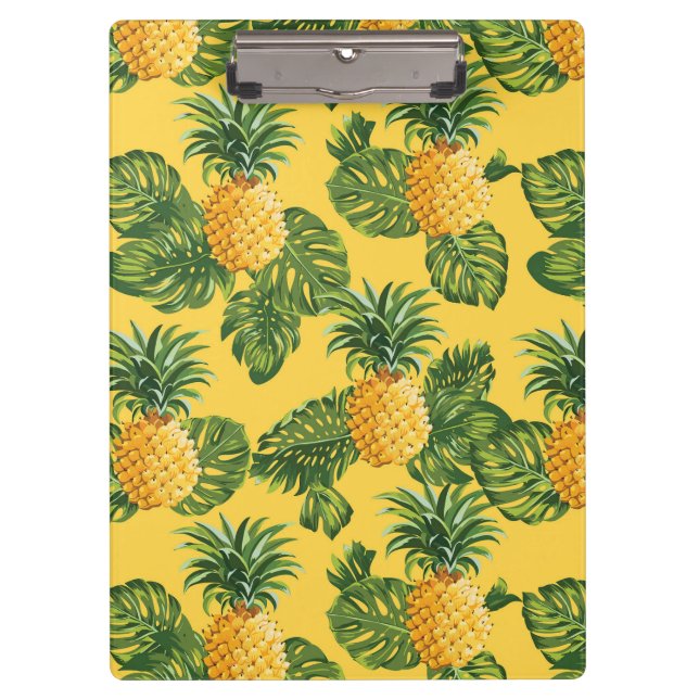 Porte-bloc Ananas et feuille tropical sur l'or (Devant)