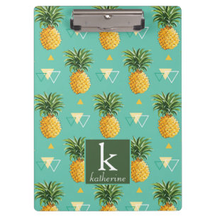 Porte-bloc Ananas lumineux sur le monogramme géométrique du