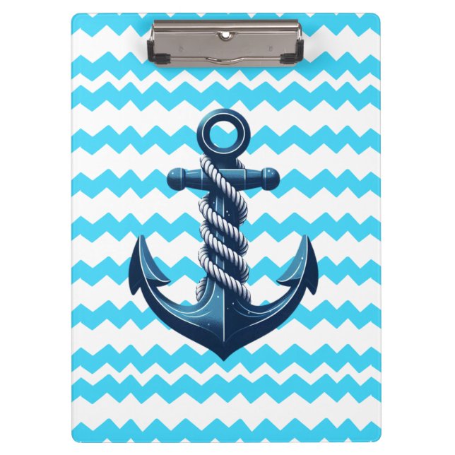 Porte-bloc Ancrage bleu avec vagues bleues (Devant)