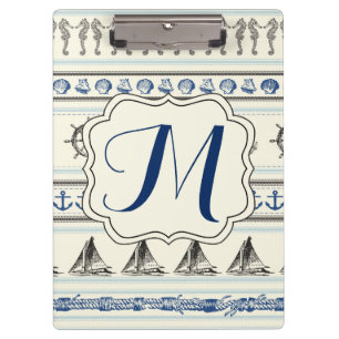 Porte-bloc Ancre à voile Corde nautique Monogram Clip Board