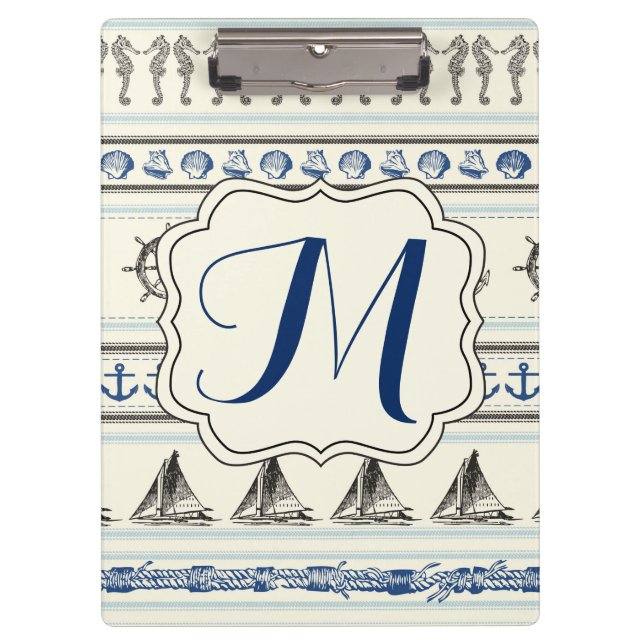 Porte-bloc Ancre à voile Corde nautique Monogram Clip Board (Devant)