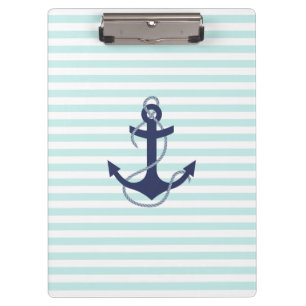 Porte-bloc Ancre nautique de bleu marine d'Aqua et de rayures