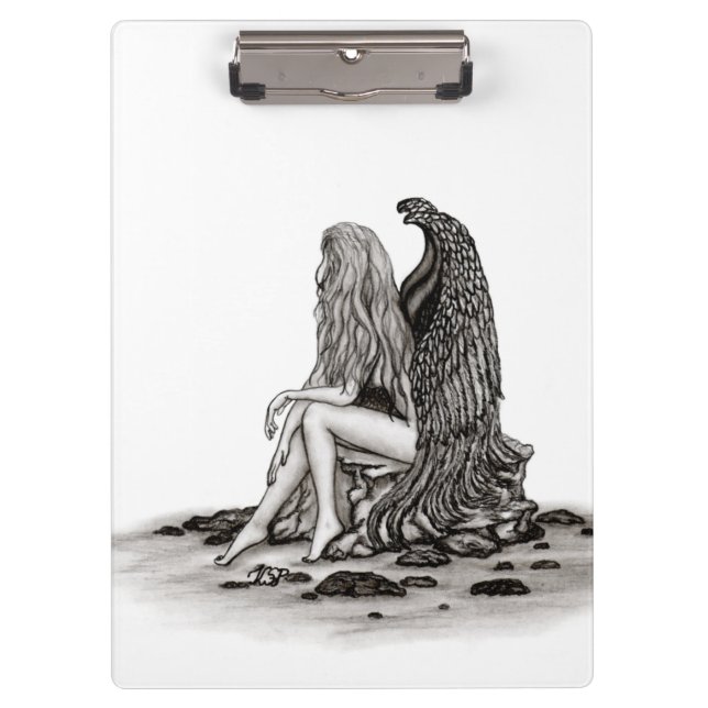 Porte-bloc Angel, perdu dans la pensée, noir et blanc Design (Devant)