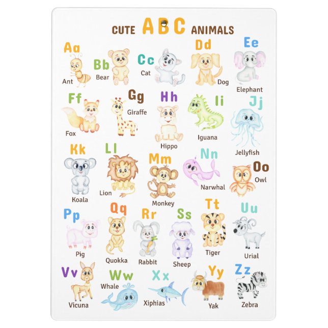 Porte-bloc Animaux de l'alphabet ABC Animaux mignons  (Dos)