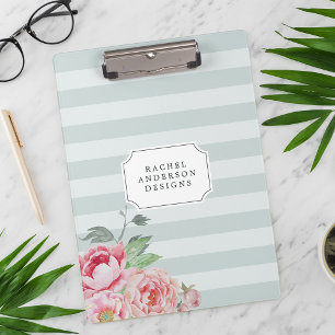 Porte-bloc Antique Peony   Aquarelle Florale striée