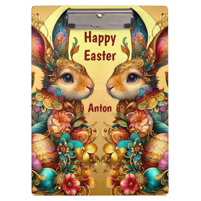 PORTE-BLOC ANTON ~ JOYEUSES PÂQUES ~ LAPINS DE PÂQUES ~  (Devant)