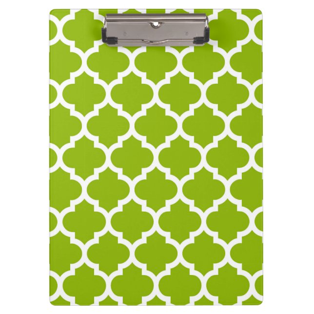 Porte-bloc Apple Green White Marocain Quatrefoil Motif #5 (Devant)