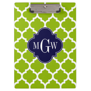 Porte-bloc Apple Green Wt Moroccan #5 Navy 3 Monogram initial
