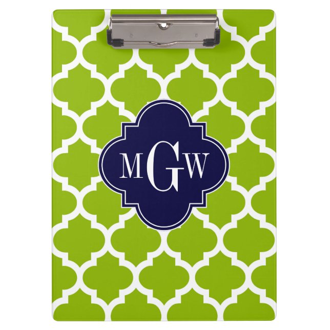 Porte-bloc Apple Green Wt Moroccan #5 Navy 3 Monogram initial (Devant)