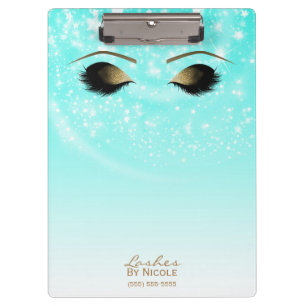 Porte-bloc Aqua Blue Sparkle Gold Maquillage Eyes Lashes Mode