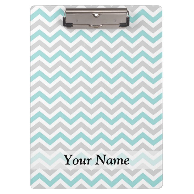 Porte-bloc Aqua et motif gris de chevron (Devant)