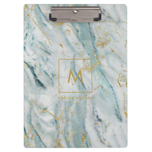 Porte-bloc Aqua et texture de marbre imprimée par or décor