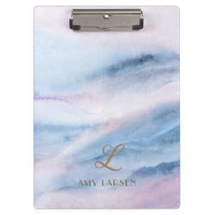 Porte-bloc Aquarelle Abstrait en marbre rose bleu