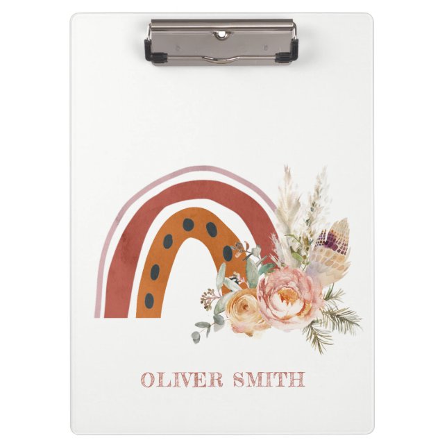 Porte-bloc Aquarelle arc-en-ciel fleurie orange rouille  (Devant)