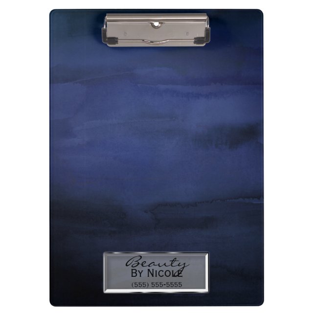 Porte-bloc Aquarelle Bleue Élégant Chic Glam Personnalisé (Devant)