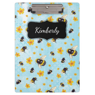 Porte-bloc Aquarelle Bumble Bee dossier de poche personnalisé