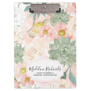 Porte-bloc Aquarelle Chic Peach & Mint Floral & Succulents
