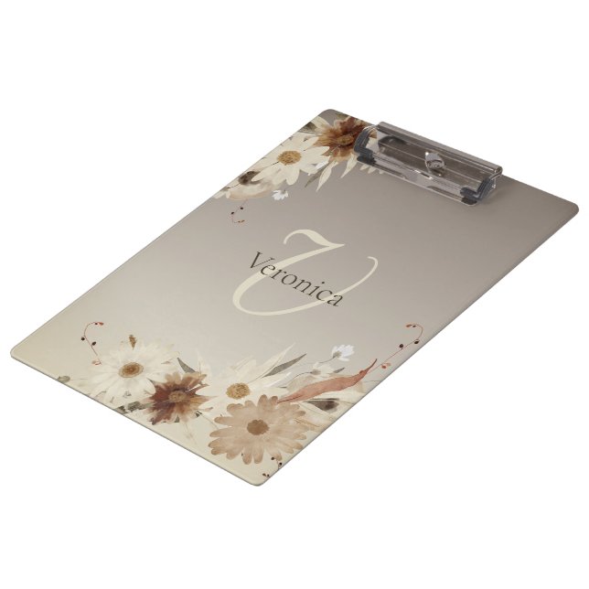 Porte-bloc Aquarelle d'automne Monogramme floral Personnalisé (Incliné)