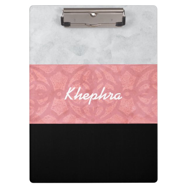 Porte-bloc Aquarelle et nom Ruddy Rose Batik Gris (Devant)