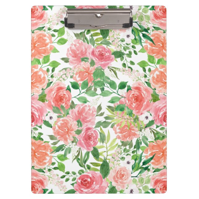 Porte-bloc aquarelle ferme jardin rose (Devant)
