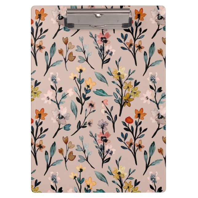 Porte-bloc Aquarelle florale Boho Rose Dusty personnalisée (Devant)