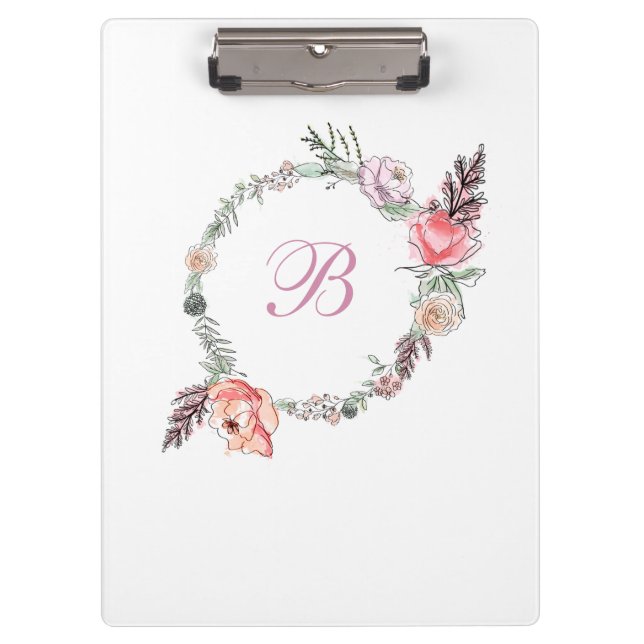 Porte-bloc Aquarelle florale moderne blanc (Devant)