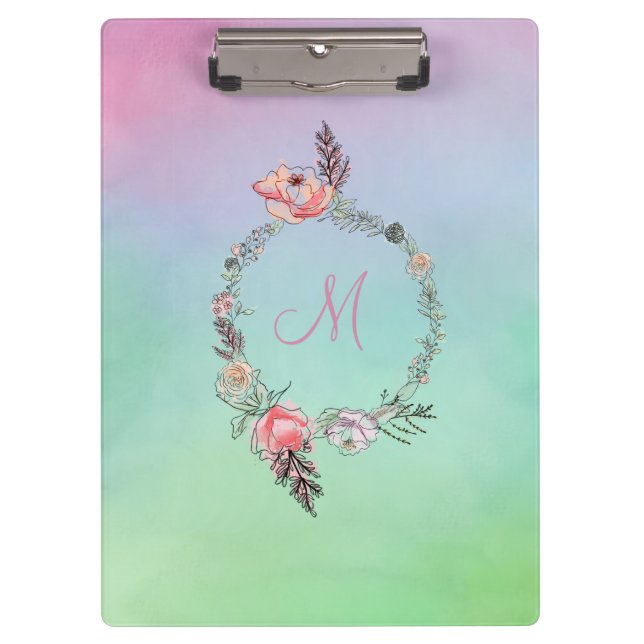 Porte-bloc Aquarelle florale moderne rose floral (Devant)
