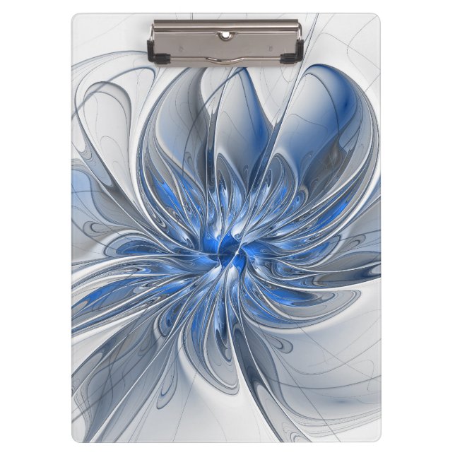 Porte-bloc Aquarelle gris bleu Abstrait Fractal Art Flower (Devant)