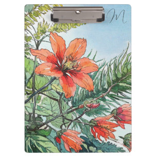 Porte-bloc Aquarelle illustrée Botanique Orange Floral