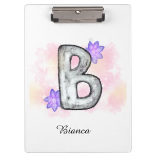Porte-bloc Aquarelle Lettre B Aux Fleurs Violettes