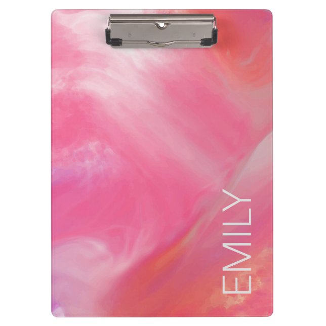 Porte-bloc Aquarelle Marbrée Rose Blanc Tendance (Devant)