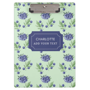 Porte-bloc Aquarelle mignonne Fruit bleuet Motif vert menthe