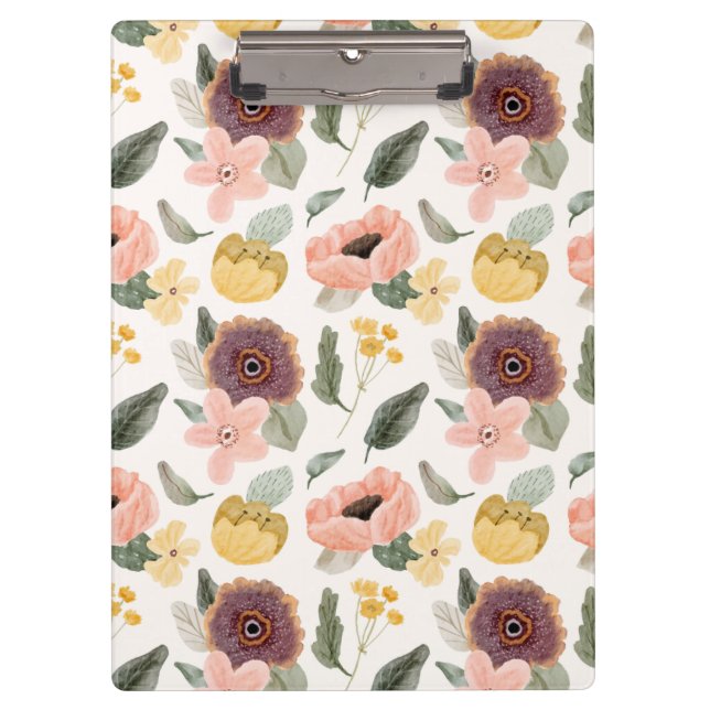 Porte-bloc Aquarelle Pastel Floral Sans Couture | Douce (Devant)