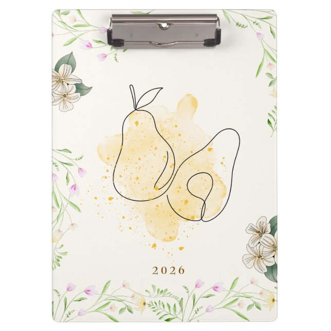 Porte-bloc Aquarelle Pear Floral Garden (Devant)