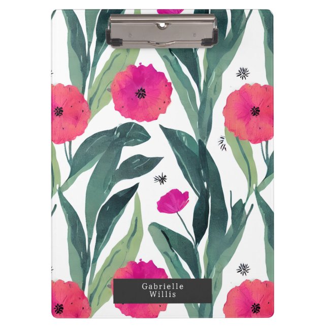 Porte-bloc Aquarelle Pépites botaniques Motif floral (Devant)