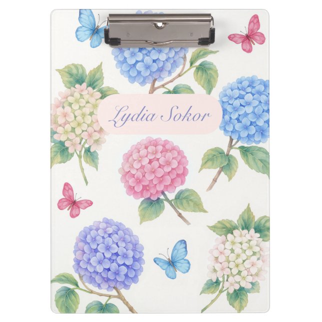 Porte-bloc Aquarelle personnalisée Hydrangea Floral (Devant)