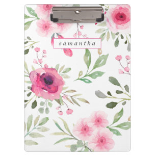Porte-bloc Aquarelle rose de printemps Floral Personnalisé