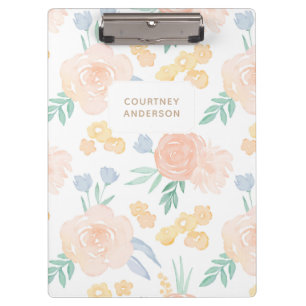 Porte-bloc Aquarelle rose Floral Personnalisé