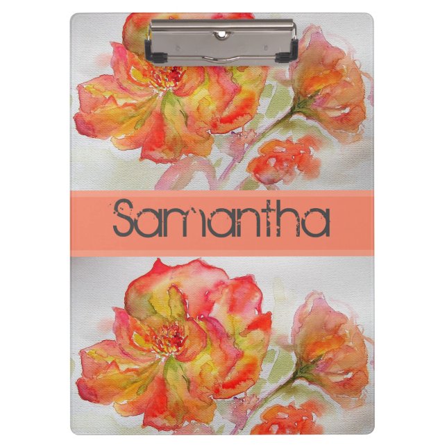 Porte-bloc Aquarelle rose Florale Orange Peach Rose (Devant)