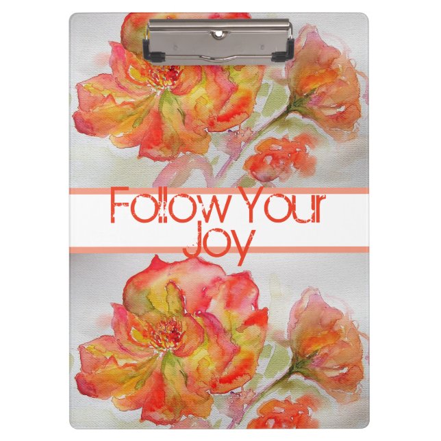 Porte-bloc Aquarelle rose Florale Orange Suivez votre joie (Devant)