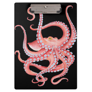 Porte-bloc Aquarelle rouge octopique en noir