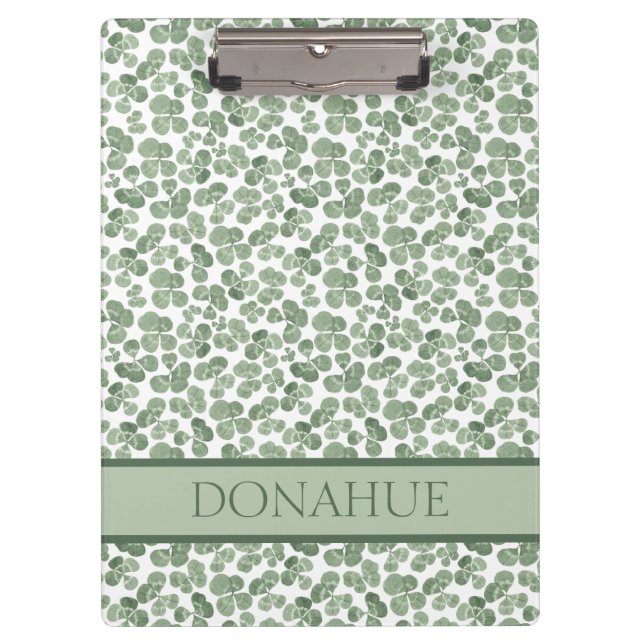 Porte-bloc Aquarelle Shamrock St. Patrick's Clover Patterned (Devant)