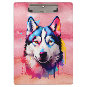 Porte-bloc Aquarelle Sibérienne Husky Art coloré