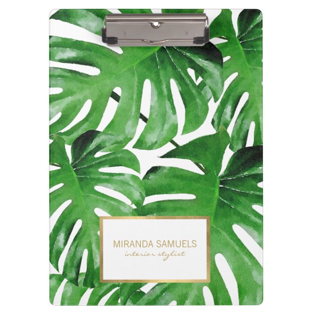 Porte-bloc Aquarelle Tropical Monstera Feuille Motif (Devant)