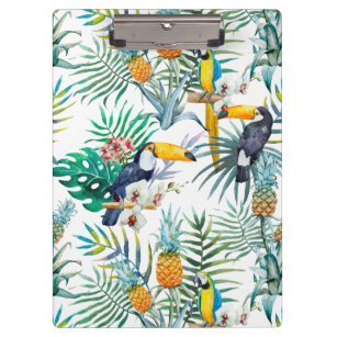 Porte-bloc Aquarelle tropicale d'oiseau de perroquet d'ananas