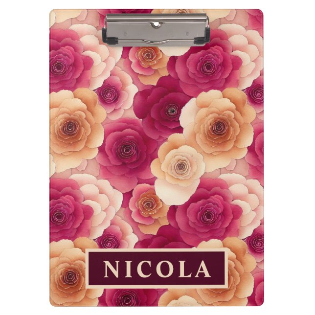 Porte-bloc Aquarelle Vibrant Peint rose Fleurs de printemps (Devant)