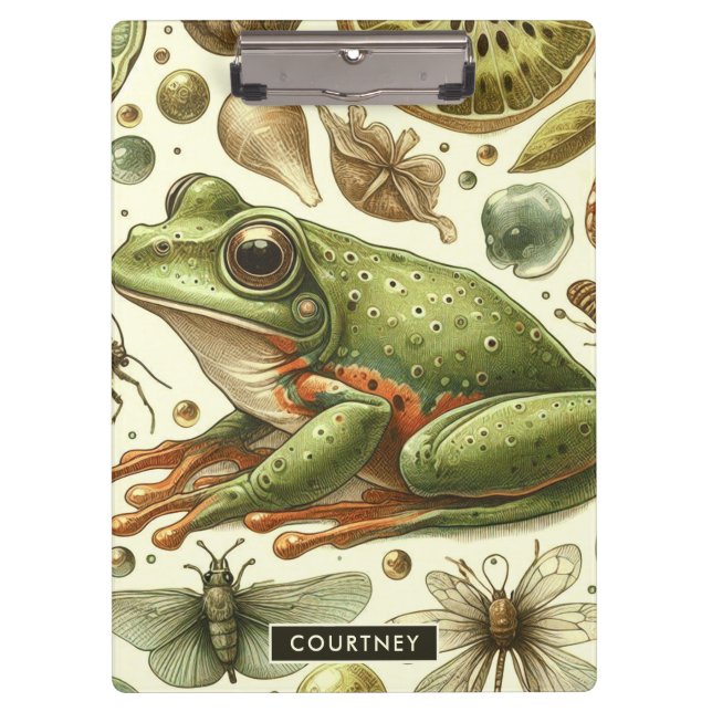 Porte-bloc Aquarelle vintage de grenouille (Devant)